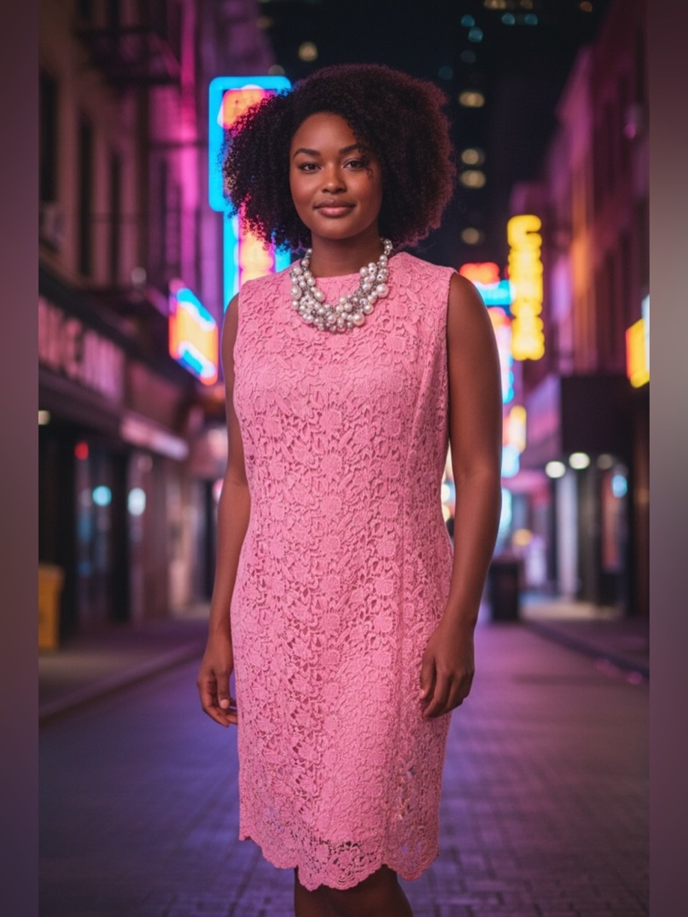 Talbots Pink Lace Sleeveless Midi Dress